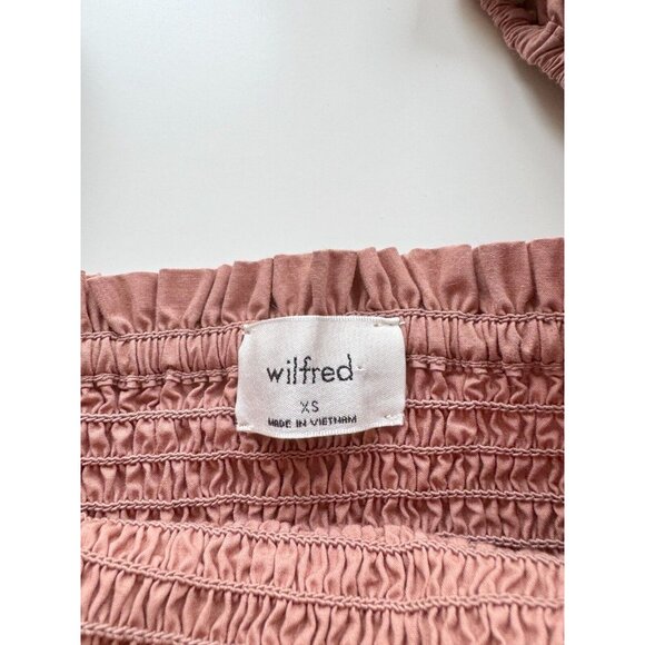 Aritzia WILFRED Maelys Brown Cotton Poplin Puff Sleeve Smocked Dress, Size XS - Picture 9 of 11